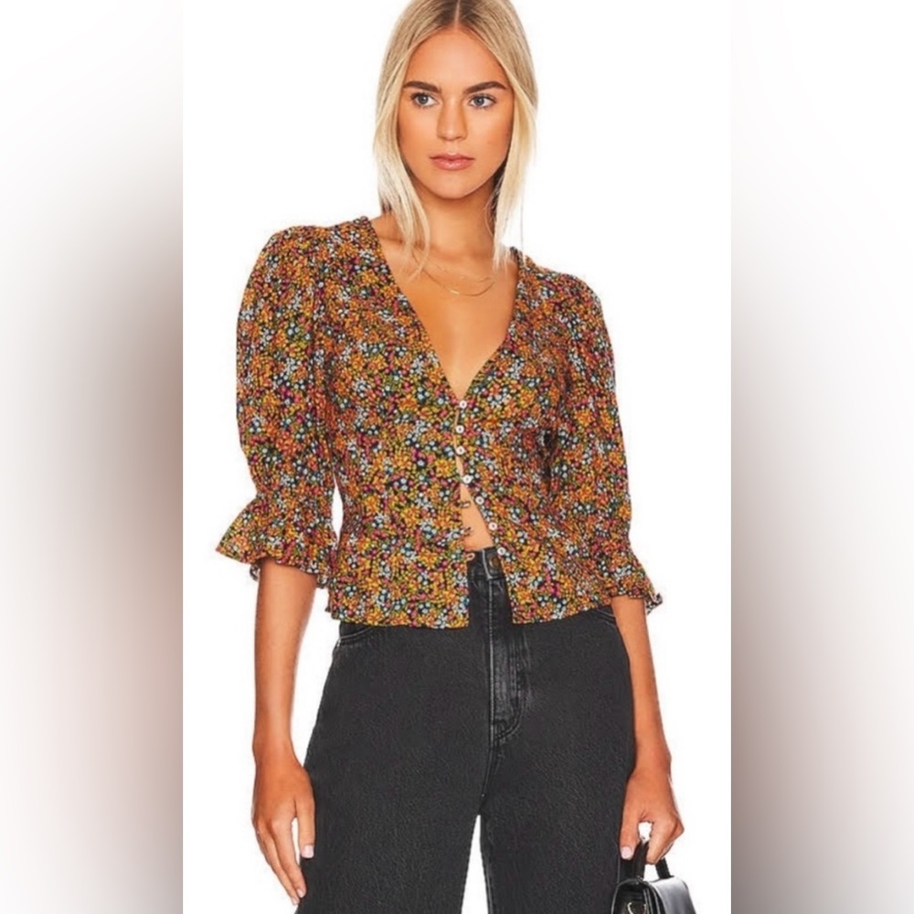 NWT Free People I Found You Womens Floral Button Front Blouse